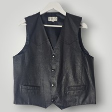 Mens Soft Real Leather Waistcoat Vest Gilet Black Biker Western Size M (42)