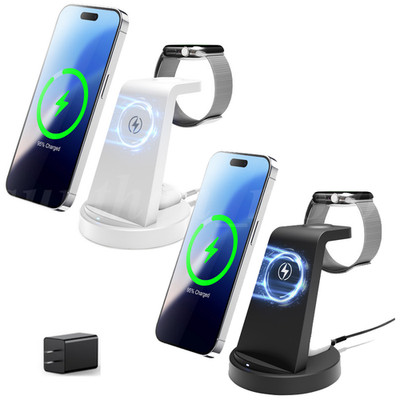 15W 3in1 Wireless Charger Station Charging Dock For Apple Watch 11/10 iPhone 17