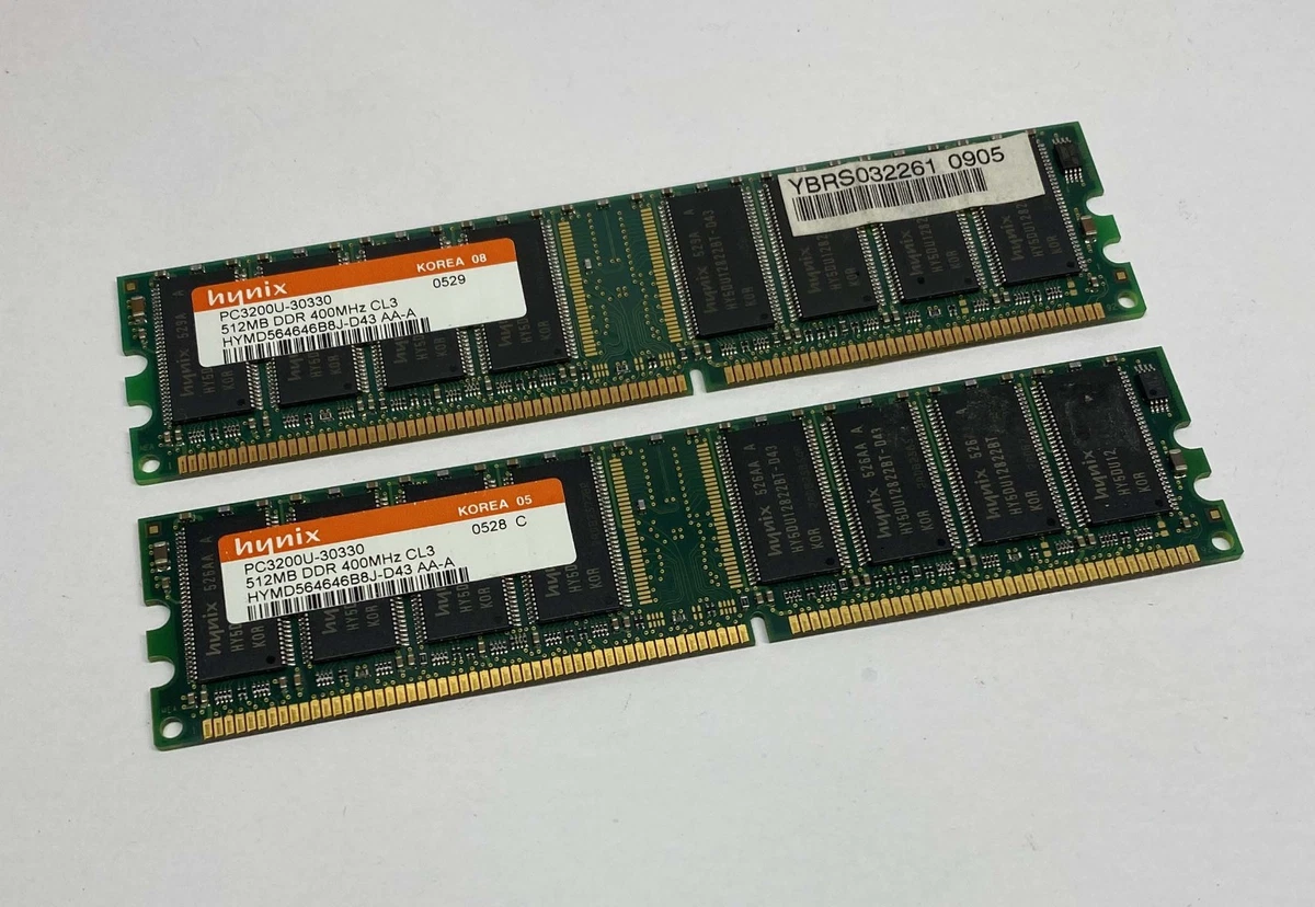 Hynix Computer RAM 512 MB Capacity per Module 2 Modules for sale