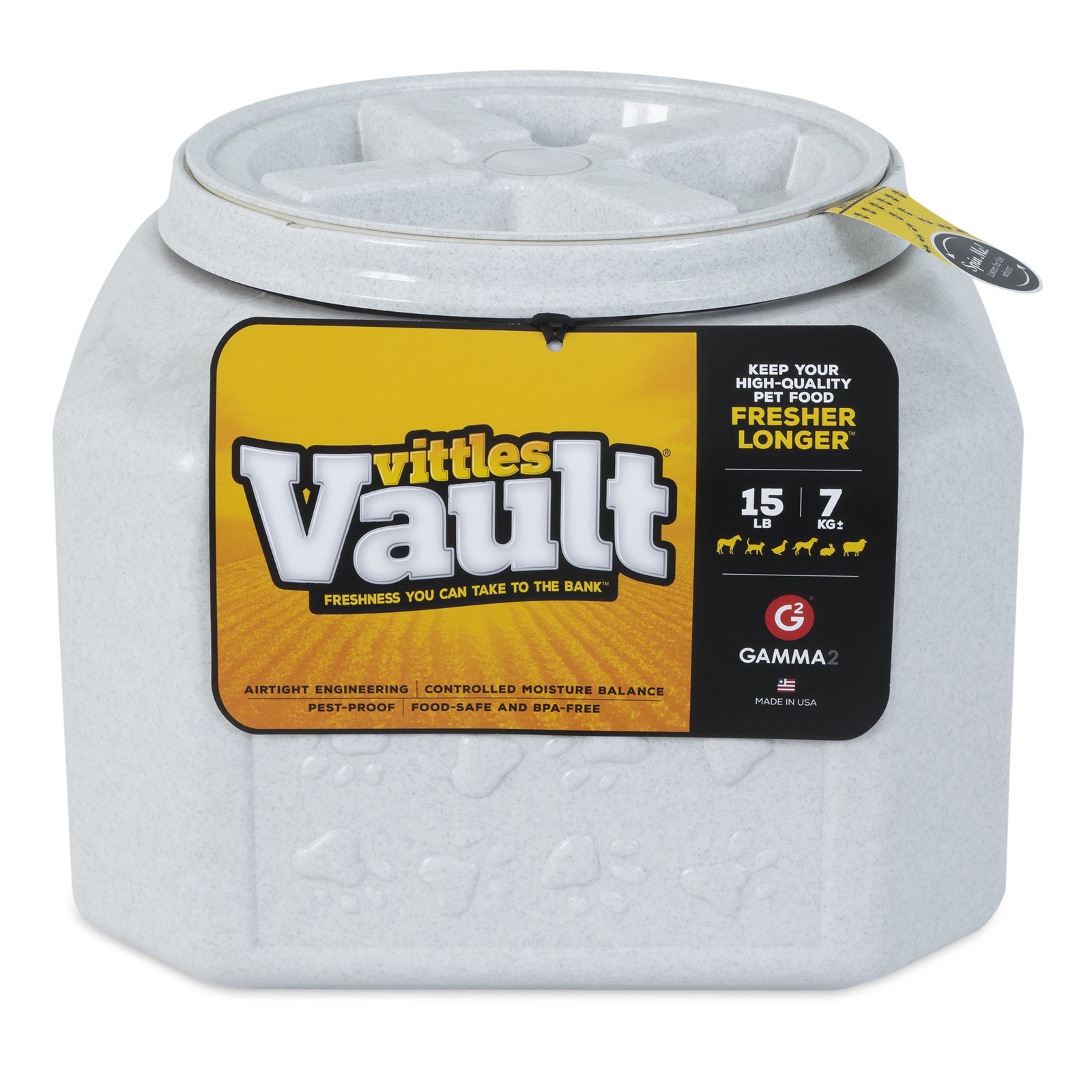 Gamma2 Vittles Vault Outback Pawprint Plastic Dry Pet Food Storage Container