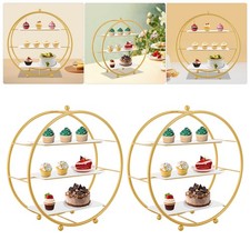 2 Pcs 3 Tier Gold Metal Tiered Cupcake Stand Circle Cupcake Holder Stand