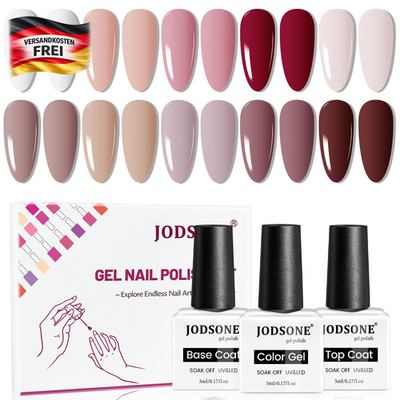 Gel-Nagellack Set 10 Farben mit Base & Top Coat für Damen, 21 Tage Halt
