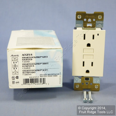 #ad Leviton ACGF1 S Acenti Sand SmartLock GFCI 15A Receptacle Duplex GFI Outlet 5 15 $11.87