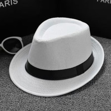 Men'S Classic White Panama Bowler Hat with Black Band - Fedora