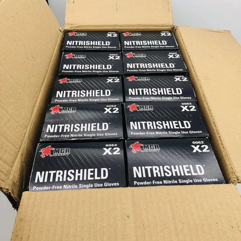 Guantes de nitrilo MCR 6062 2XL NitriShield Stealth 6 mil Pwdr gratis negro 10 caja/estuche Foto 3 de 4