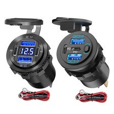 12V USB Outlet Car Charger 2PD 2QC USB C Cigarette Lighter Socket for Marine RV