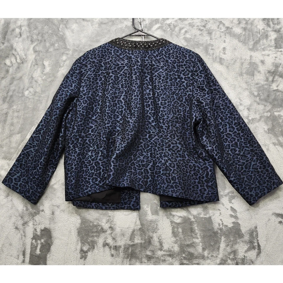 Chico's Jacket Womens 3 Blazer Chico's 3 XL/16 Blue Black Animal Print Shimmer - Image 2 of 4