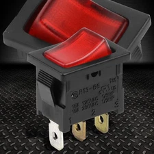 16A RED LED POWER ON/OFF MINI ROCKER TOGGLE SWITCH 3 PIN CONNECTION 12V ACC GND