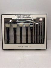XII Collective 10-Piece Makeup Brush Set Synthetic Fiber Black/White MPN 1996691