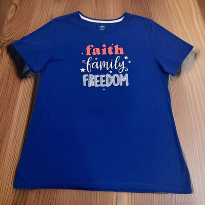 Celebrate Shirt Women s L 12/14 Blue Patriotic Tee Family Freedom 4th Of July
