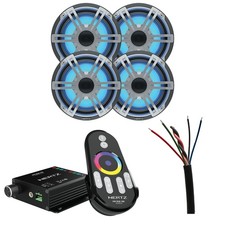 2 Pairs of Hertz HEX 6.5 S-LD-G 6.5" Marine Coax Set with RGB LEDs with HM RG...