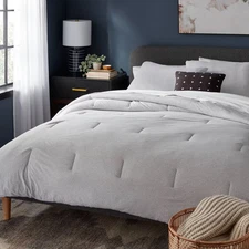 3pc Full/Queen Jersey Comforter and Sham Set Gray Heather - Threshold: Knitted