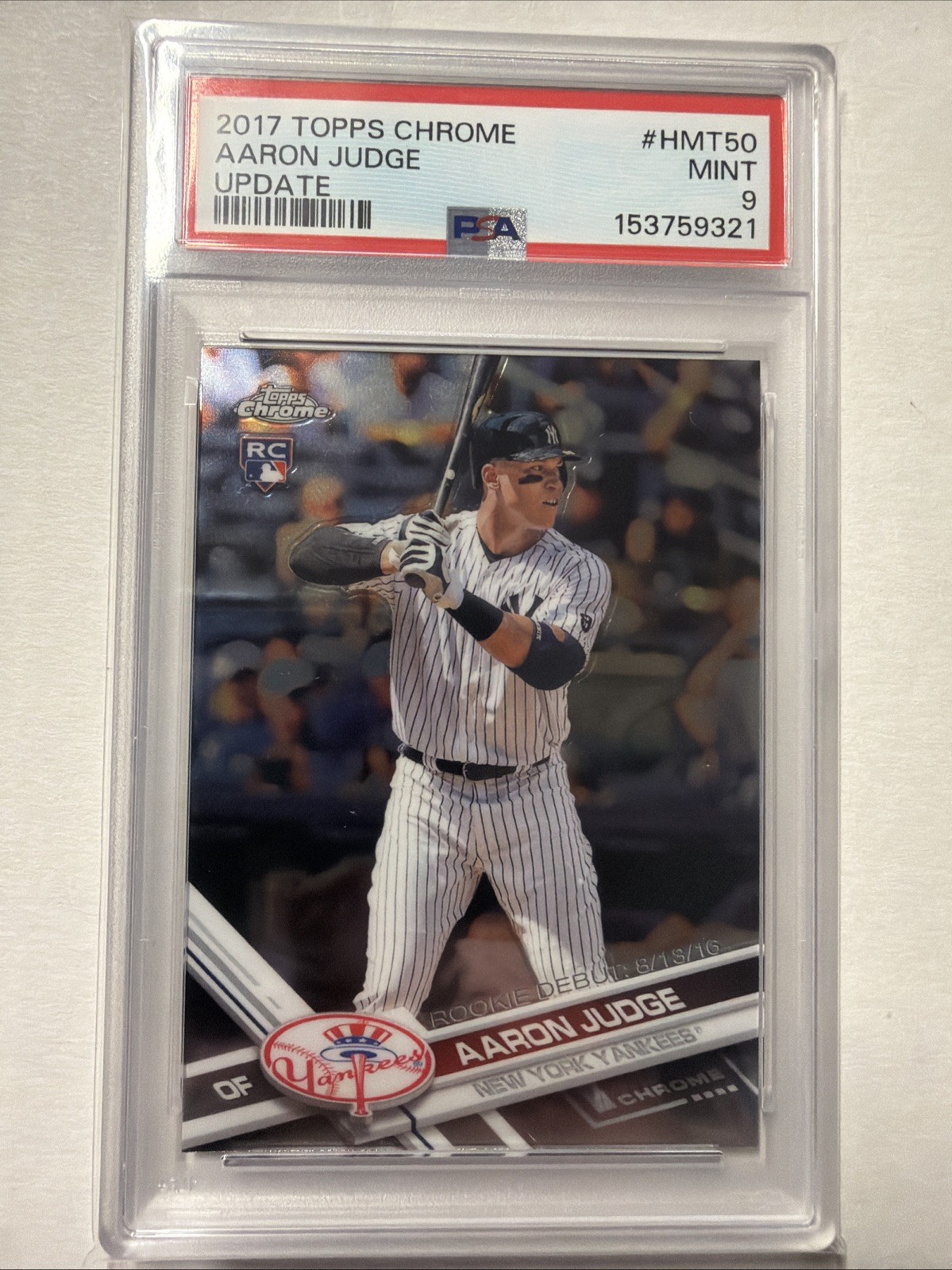 Aaron Judge 2017 Topps Chrome Update #HMT50 PSA 9 Mint Yankees Rookie RC