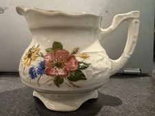 Homer Laughlin Eggshell Georgian Creamer Small Pitcher USA C43N5 Floral Gold
