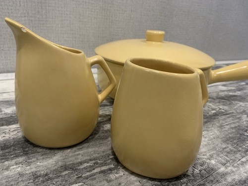 La Solana Pottery Large Casserole W/ Handle Cover Elite Cream & Sugar Cup Yellow - Picture 6 of 9