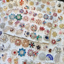 Bulk 12pcs Mix Crystal CZ Pearl Floral Brooches Lot Random Wedding Gift Jewelry