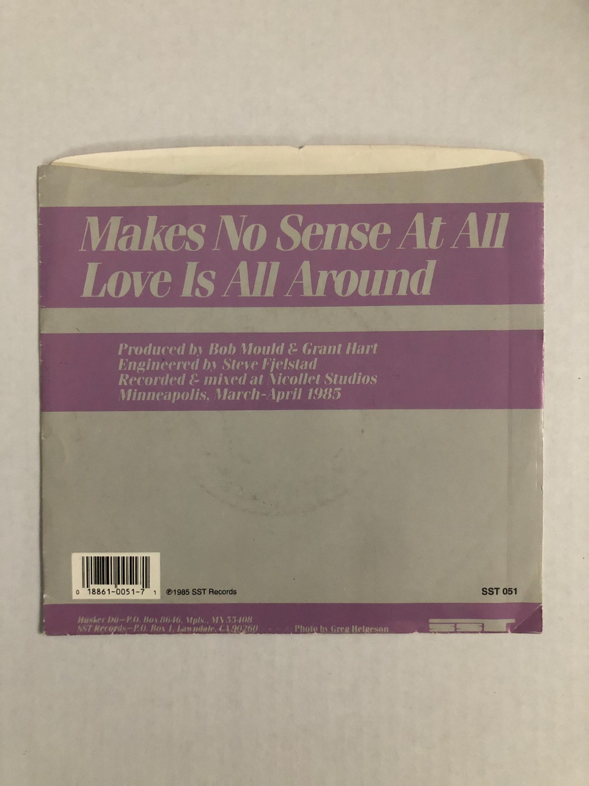 HUSKER DU Lot of 2 vinyl 45 - Makes No Sense At All/Eight Miles High P/S EX!