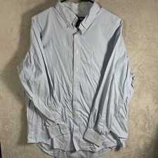 Vintage Lands End Shirt Adult 16.5 32/33 Blue White Striped Faded Collar Men s