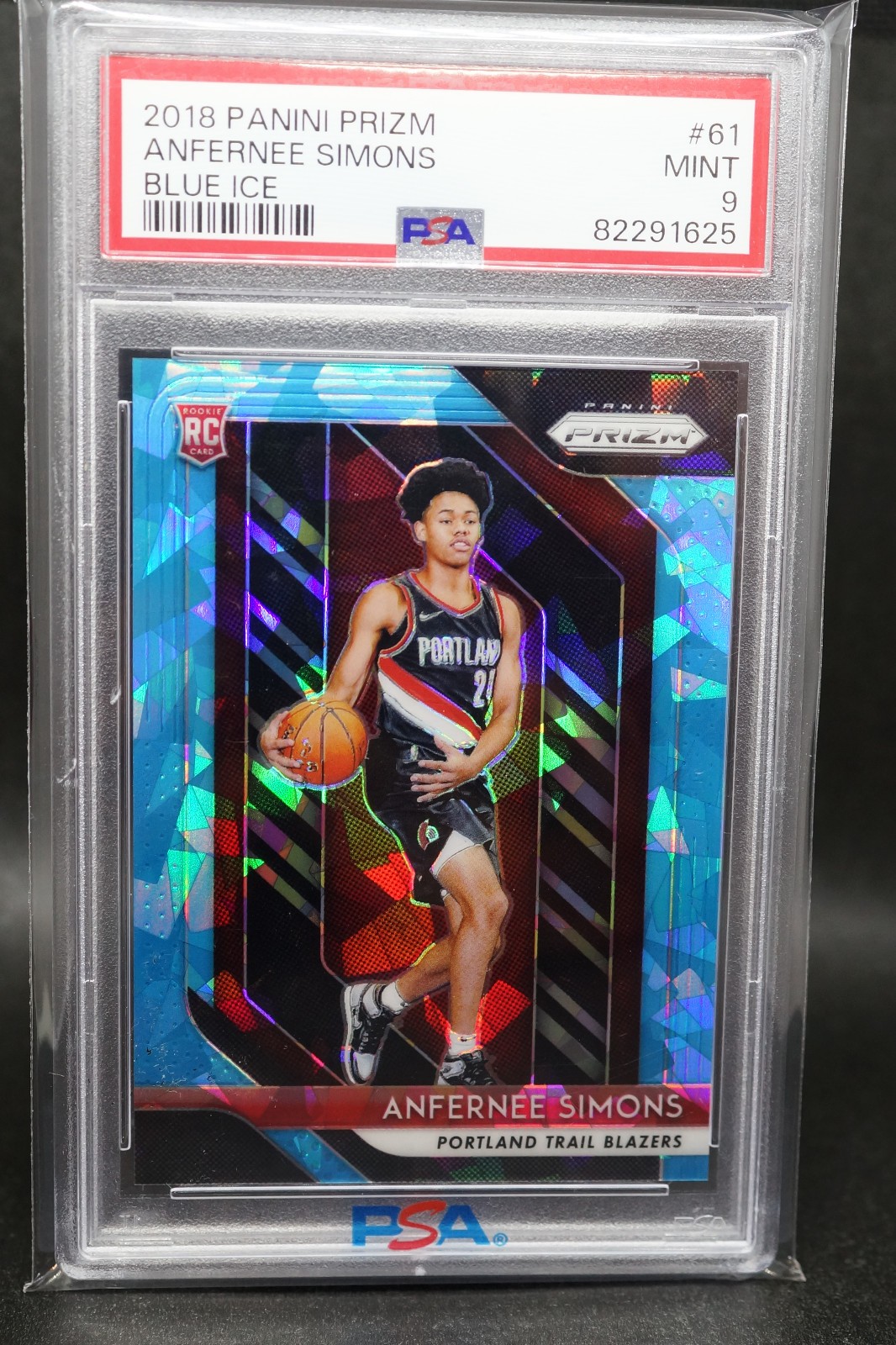 ANFERNEE SIMONS 2018-19 PANINI PRIZM #61 ROOKIE BLUE ICE  90/99 PSA 9 RARE