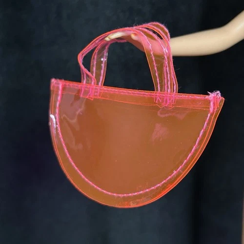 Vintage *Barbie* Accessory: Translucent Neon Pink Purse, Tote Bag 90's