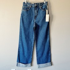 Anthropologie PILCRO The Austyn High-Rise Cuffed Wide Leg Jeans Blue Size 28 NEW