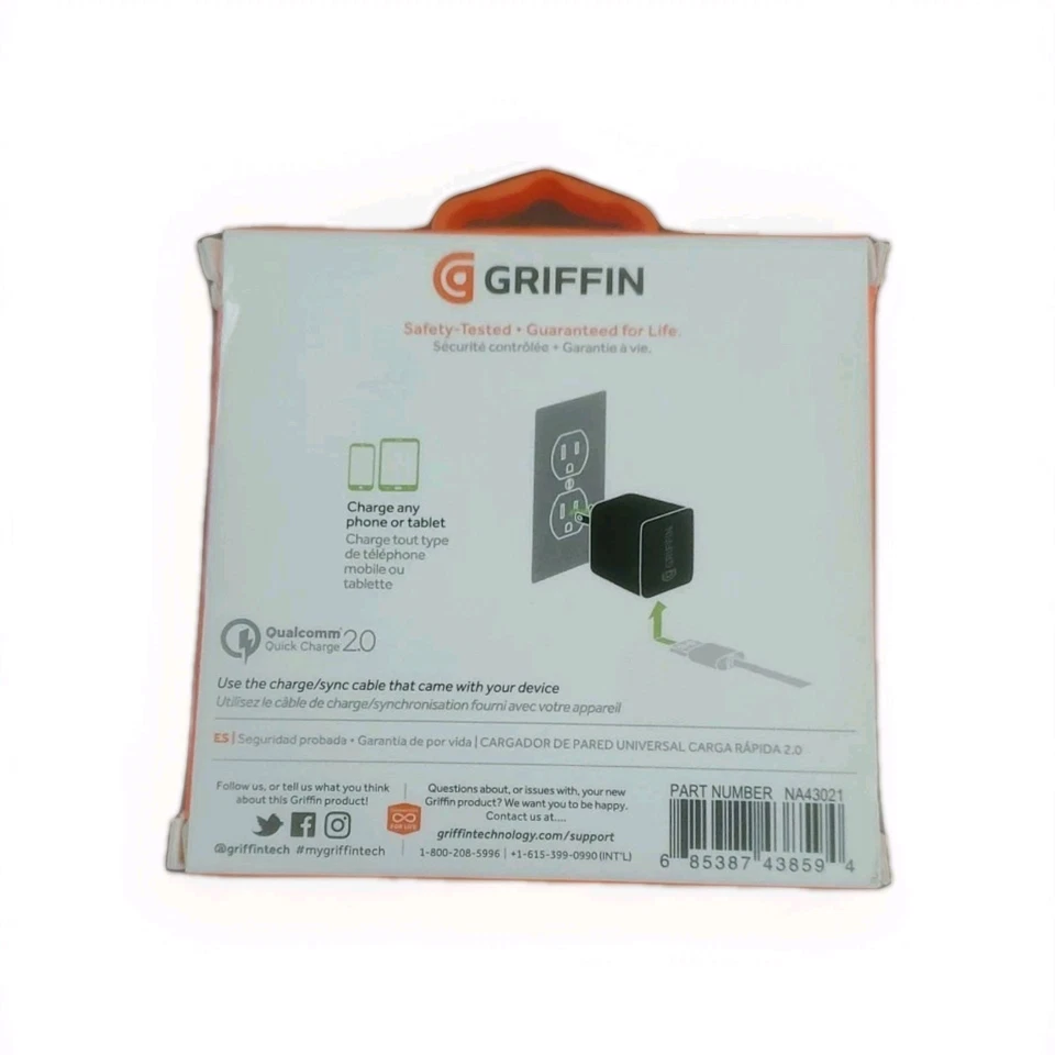 Griffin Power Block Premium 45W 24AMP USB-C PD Wall Charger in Black - Image 2 of 3