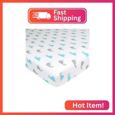 TL Care 100 Natural Cotton Fitted Mini Crib Sheet 38" x 24" - Soft  Breathable