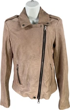 Set Urban Deluxe Women’s Taupe Leather Full Zip Moto Jacket - 4