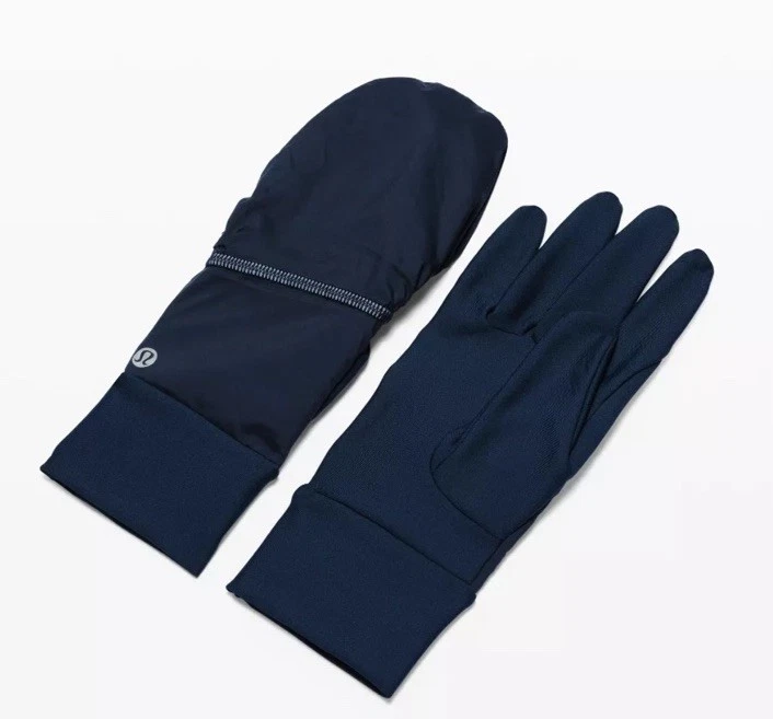 EUC Lululemon Run Fast Gloves w/ fold top mitten hood Size XS/S
