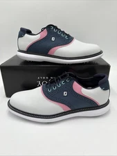 FootJoy Traditions Mens  11   Golf Shoes White/Blue/Pink 57959 NWB No Lid