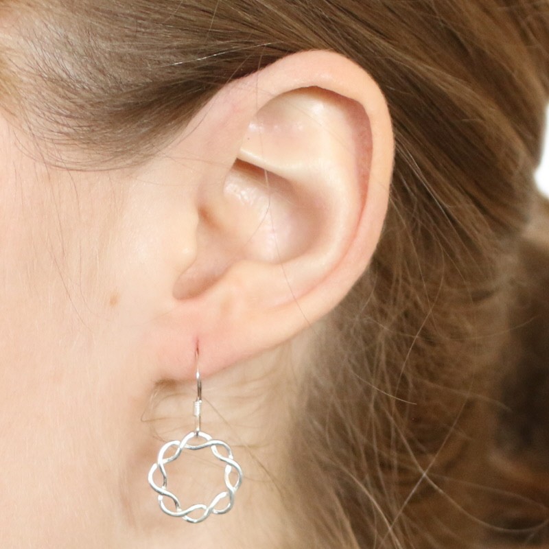 Sterling Silver Twisted Circle Dangle Earrings - … - image 3