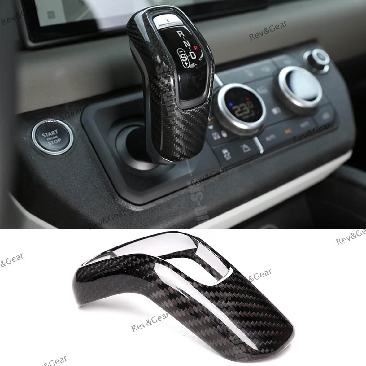 Real Carbon Fiber Gear Shift Knob Cover Trim For Land Rover Defender 2020-2024