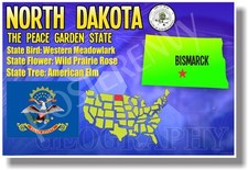 North Dakota Geography - NEW U.S State Travel POSTER