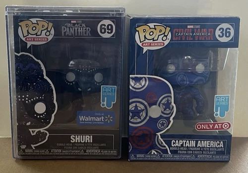 Funko Pop! ART SERIES Marvel Studios #36 CAPTAIN AMERICA & #69 SHURI *Exclusives