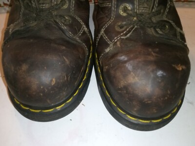 Y2K Dr Martens Industrial Steel Toe Safety Work Shoes Made In England Sz 9 EUC Dr. Doc Martens Industrial Steel Toe Safety Boots 8 M Brown  main image 4