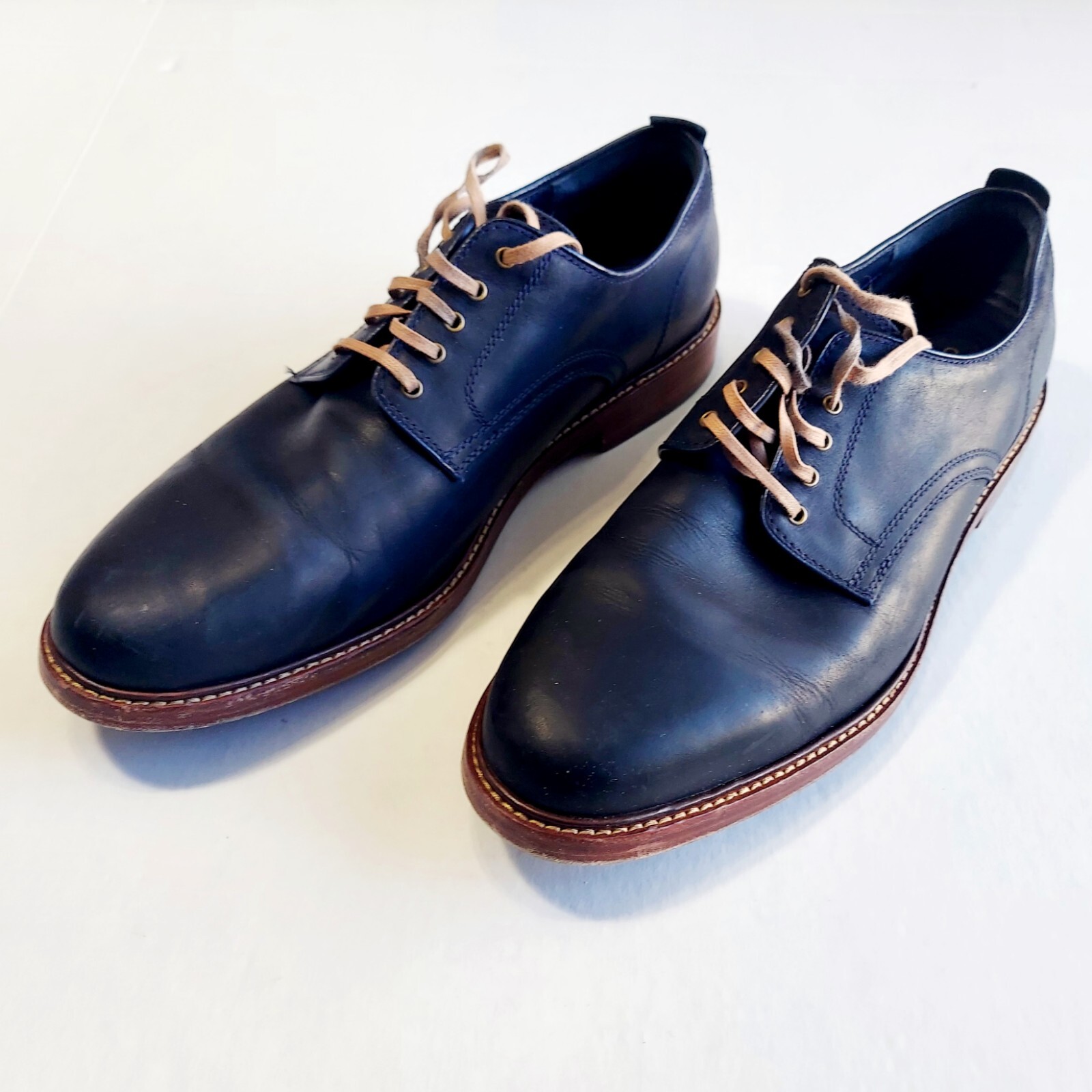 SAOLA Scarpe Cole Haan Tyler Grand Plain Ox uomo 12M blu marino pelle cerata C25105