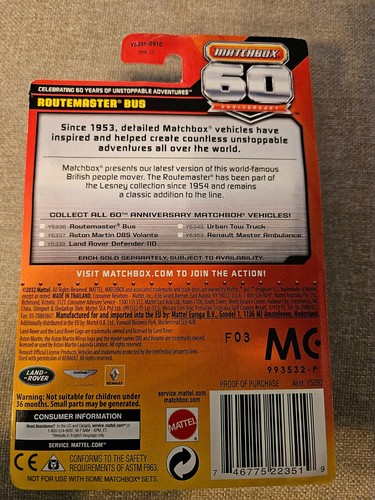 Matchbox 60th Ann. Routemaster Bus #4 Free Shipping - Picture 2 of 2