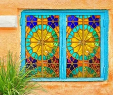 3D Yellow Pattern A596 Window Film Print Sticker Cling Stained Glass UV Zoe