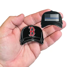EL2-020 Boston Police Department Red Sox Hat Thin Blue Line Challenge Coin Polic