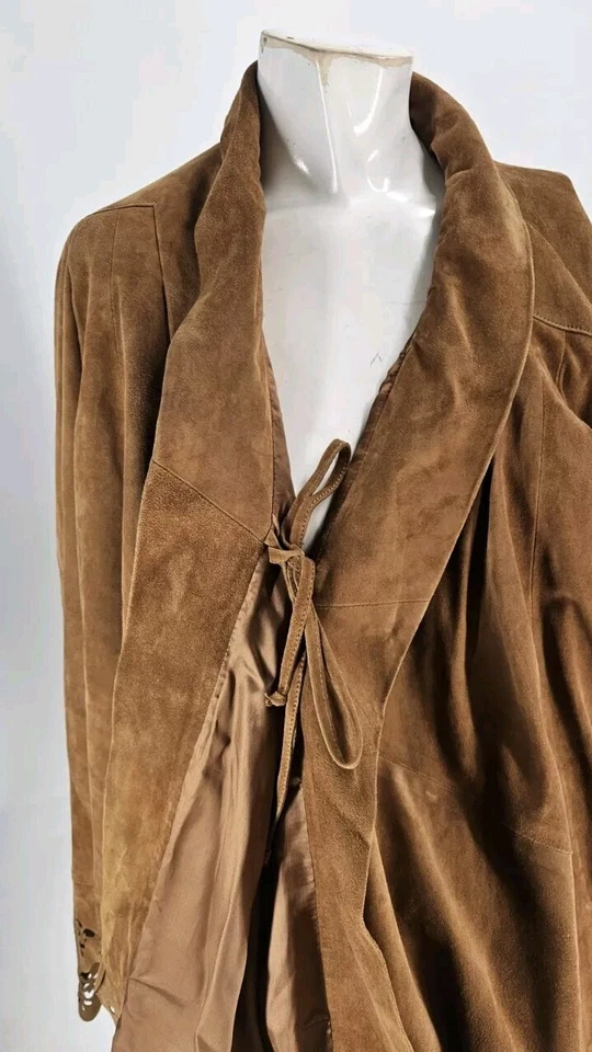 Envoltura de cuero para mujer School Florence 42 vintage marrón gamuza perforada Foto 4 de 4