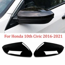 2X For Honda 10th Civic 2016~2021 Rearview Side Mirror Cover Cap Gloss Black L+R