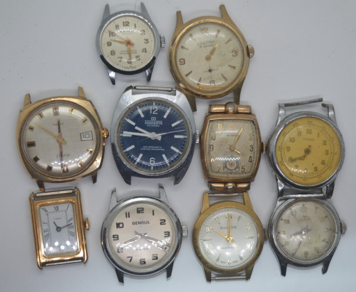 10 VTG Mens wind up watches **HELBROS*BENRUS**LORD ELBAN**TIMEX**BERCO