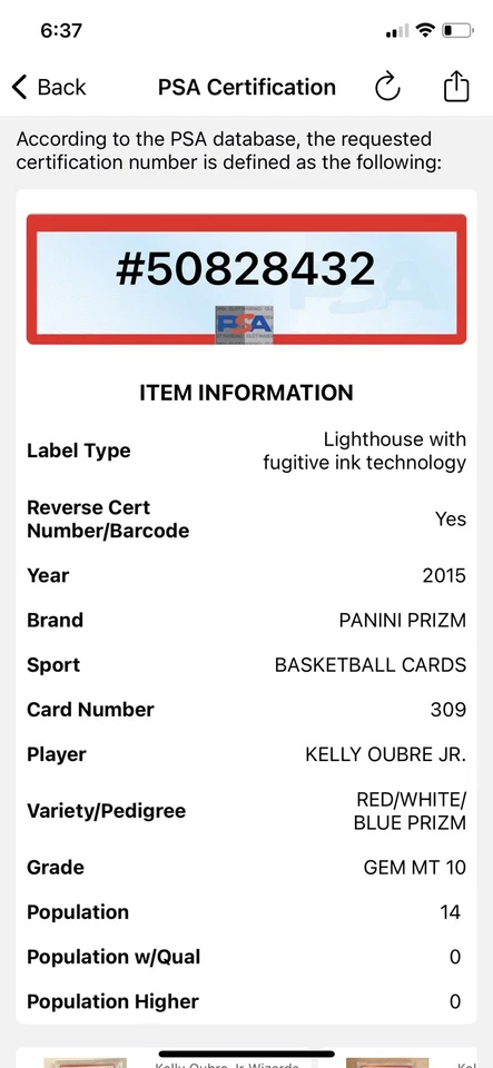 Kelly Oubre Jr 2015 Panini Prizm Red White Blue Rookie Card #309 PSA 10🔥POP 25! - Image 3 of 3