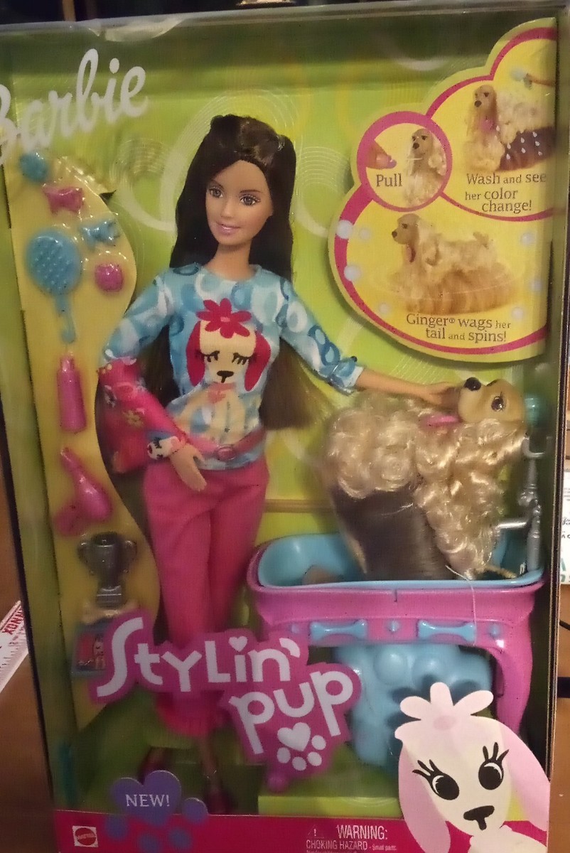 2002 Barbie Stylin' Pup Doll and Puppy Mattel 56684 RARE new