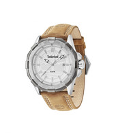 Timberland Men's Quartz Watch With Silver Dial Analogue Display And Beige Leathe Timberland Men's Quartz Watch With Silver Dial Analogue Display And Beige Leathe