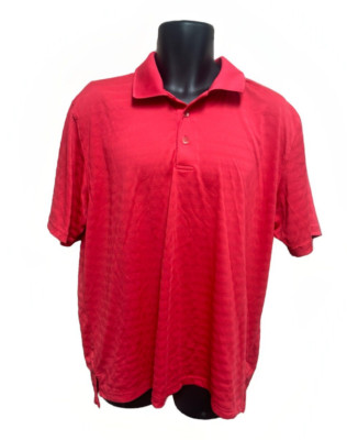 Lynx Men s Golf Polo Shirt Large Coral Red Short Sleeve Striped Casual