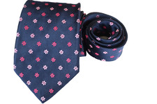 PINK MEN'S TIE NAVY BLUE/FLORAL WIDTH: 3.75" LENGTH: 58"