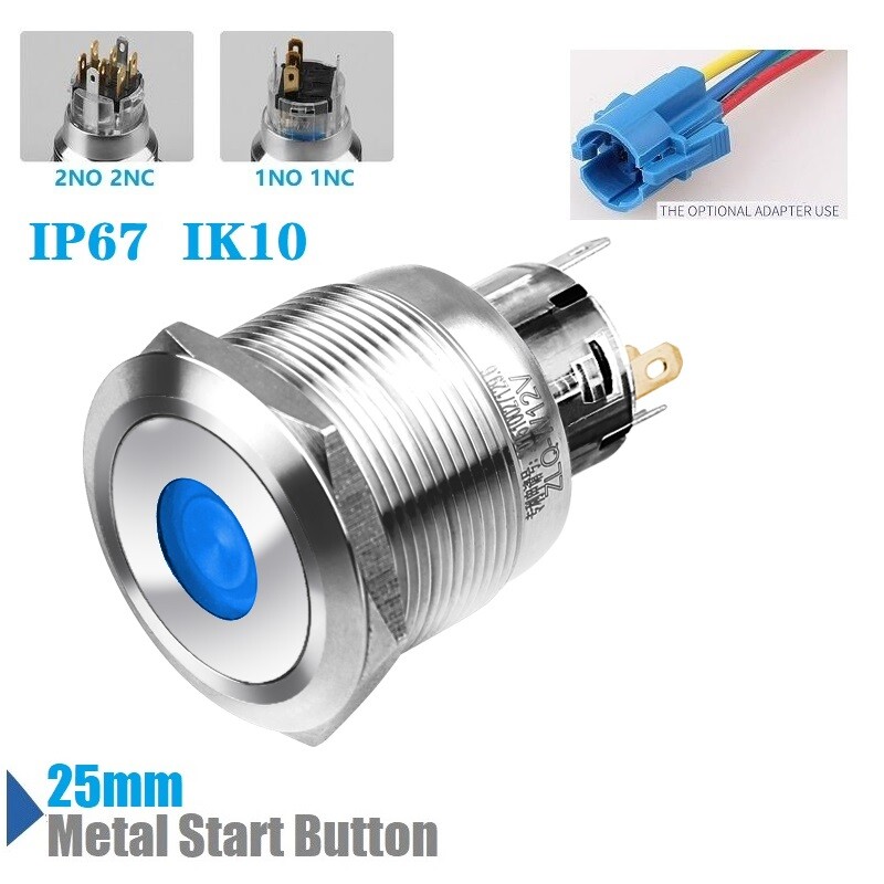 25mmRGB Tri-color Dot LED illuminated IP67 304Stainless steel Push Button switch
