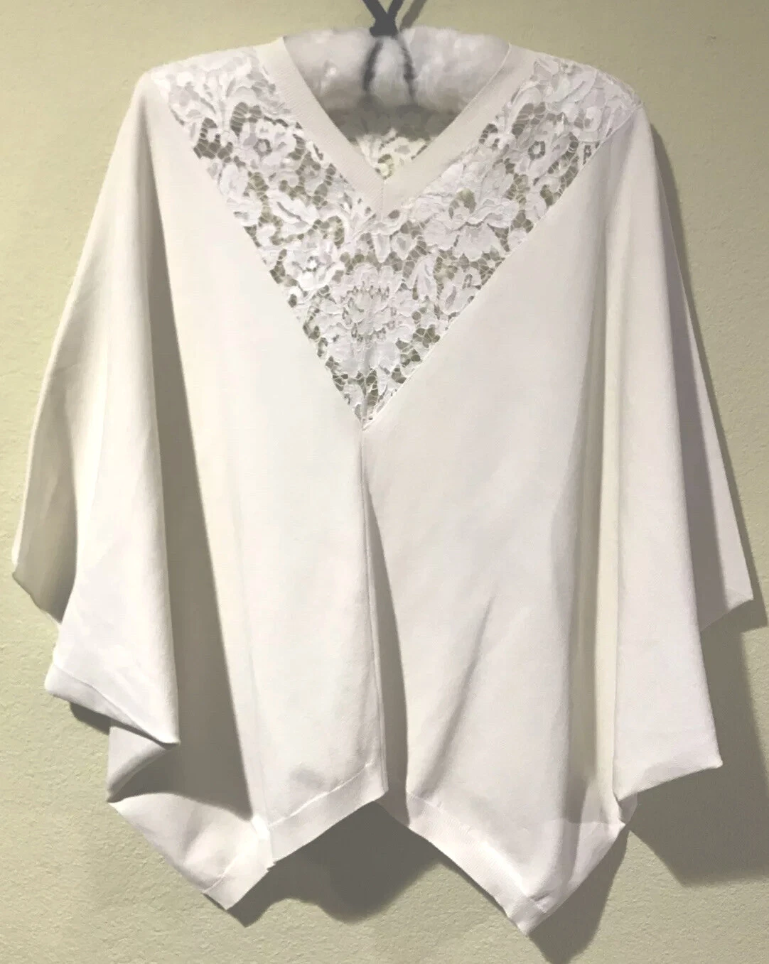 Poncho top blusa pizzo maglia Valentino Made in Italy avorio taglia M PB3KC0563RB B2