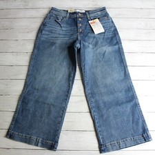 Levi Strauss Women's High Rise Blue Jeans Size 12 W31 Wide Leg Crop Button Fly